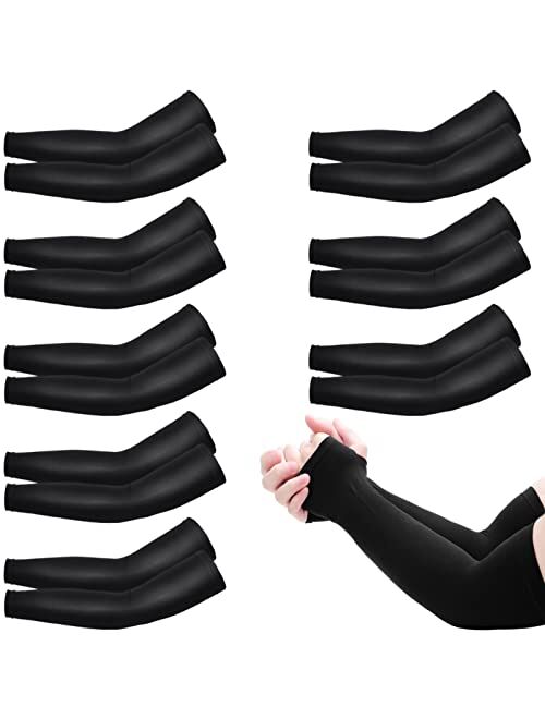 ZeeDix 8 Pairs Sun Long Sleeves UV Protection Cooling Arm Sleeves-Thumb Hole Sun Sleeves Cover for Running, Cycling, Biking