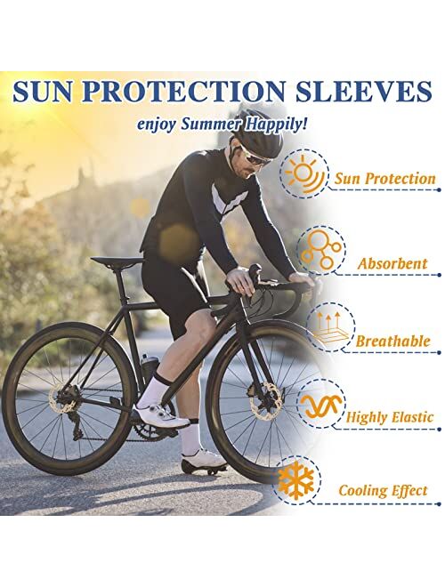 ZeeDix 8 Pairs Sun Long Sleeves UV Protection Cooling Arm Sleeves-Thumb Hole Sun Sleeves Cover for Running, Cycling, Biking