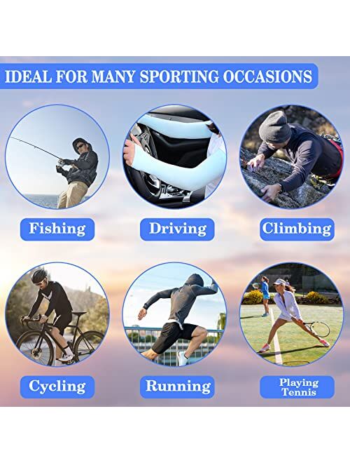 ZeeDix 8 Pairs Sun Long Sleeves UV Protection Cooling Arm Sleeves-Thumb Hole Sun Sleeves Cover for Running, Cycling, Biking