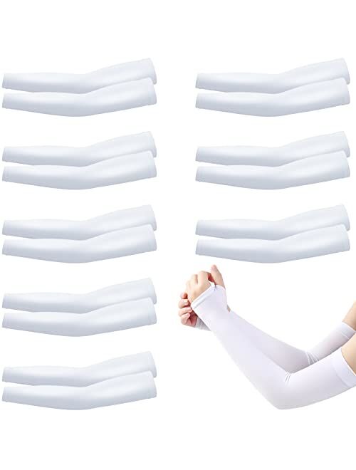 ZeeDix 8 Pairs Sun Long Sleeves UV Protection Cooling Arm Sleeves-Thumb Hole Sun Sleeves Cover for Running, Cycling, Biking