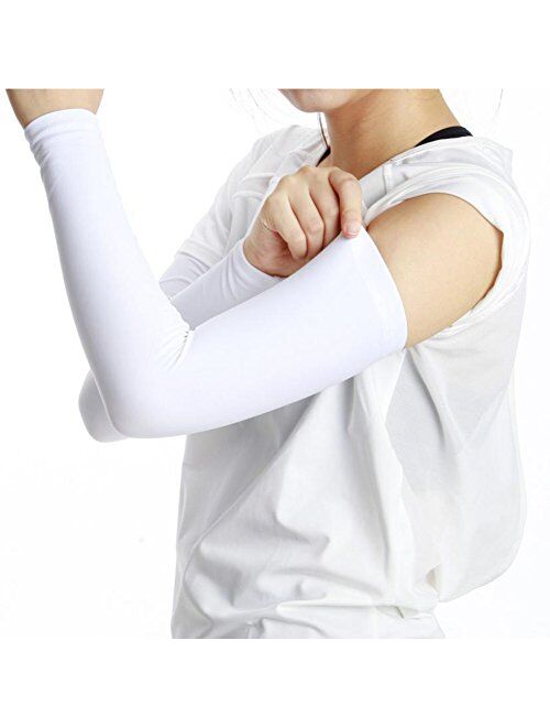 Finrray UV Protection Cooling Arm Sleeves Sun Sleeves Arm Cover for Women &Girls&Adult&Youth&Men Cycling, Running,Golf,Outdoor Tattoos Arm Warmer -Black,White,Beige