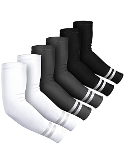 SATINIOR 6 Pairs UV Reflective Strap Arm Sleeves Cooling Sun Protection Arm Sleeve for Women Men