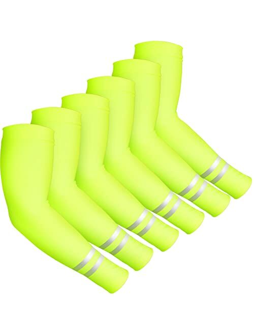 SATINIOR 6 Pairs UV Reflective Strap Arm Sleeves Cooling Sun Protection Arm Sleeve for Women Men