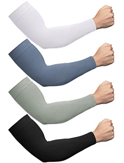 Foaincore 4 Pairs Plus Size Arm Sleeves Sun Sleeves for Men and Women Cooling Compression Sleeves UV Sun Protection