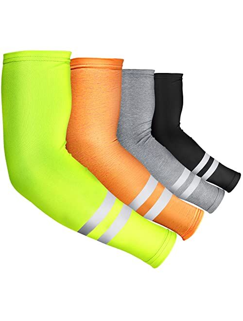 Geyoga 4 Pairs Arm Sleeves for Men Women UV Arm Sleeves Sun Protection Arm Sleeves Reflective Cooling Arm Cover