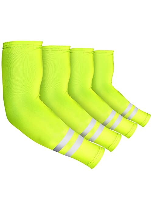 Geyoga 4 Pairs Arm Sleeves for Men Women UV Arm Sleeves Sun Protection Arm Sleeves Reflective Cooling Arm Cover