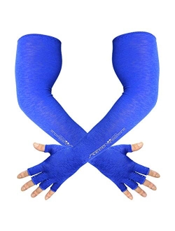 HODORPOWER UV Protection Gloved Arm Sleeves for Men & Women Cycling Ice Arm Sleeve Fingerless Sun Compression Long Arm Cover