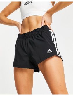 performance adidas Training Icons striped side panel shorts in black