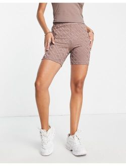 jacquard legging short in brown - part of a set