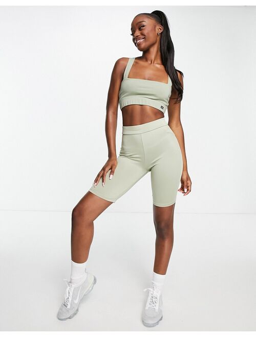 Hoxton Haus gym legging shorts in sage green