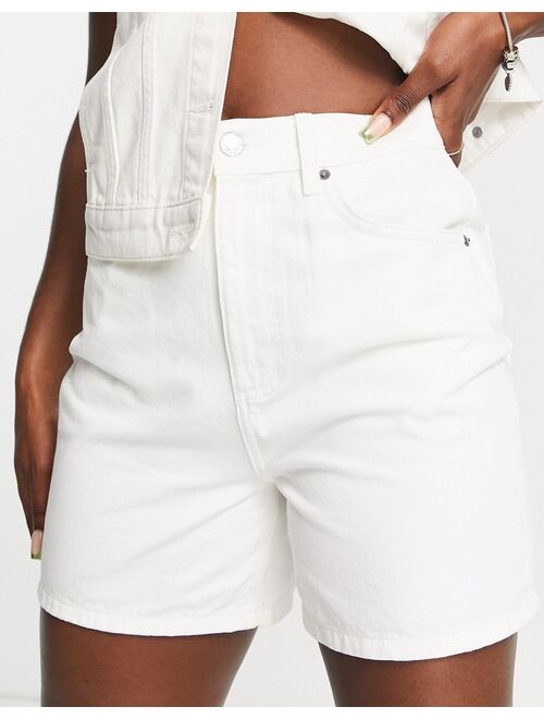 ASOS DESIGN denim high rise 'slouchy' mom shorts in white