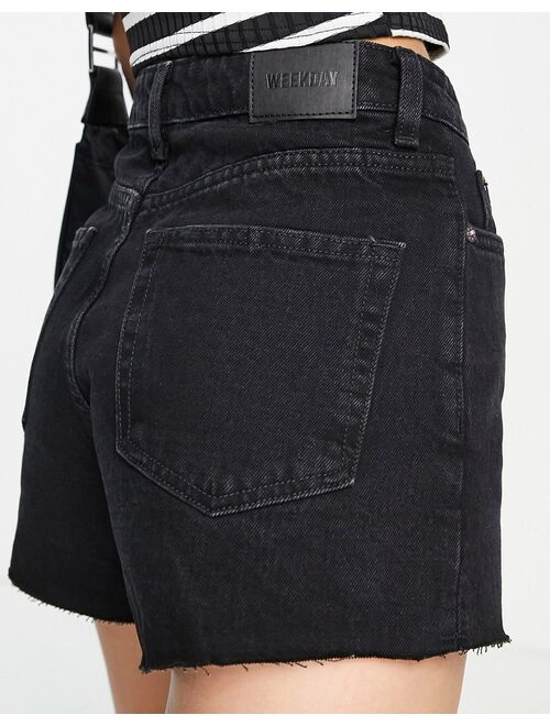 Weekday rowe denim shorts in echo black