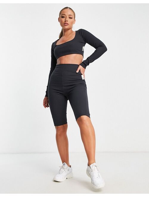 adidas performance adidas Sportstyle Studio Lounge legging shorts in black