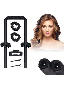 Mcgohais Heatless-Hair-Curler, Upgraded Segmented Design No Heat Silk Curls Headband for More Comfortable Sleep Overnight, Silk Curling Ribbon for Hair with Rubber Bands 