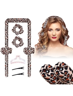 Mcgohais Heatless-Hair-Curler, Upgraded Segmented Design No Heat Silk Curls Headband for More Comfortable Sleep Overnight, Silk Curling Ribbon for Hair with Rubber Bands 