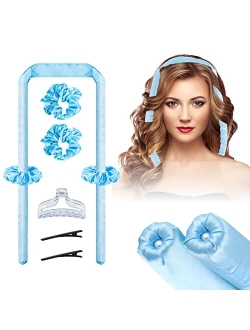 Mcgohais Heatless-Hair-Curler, Upgraded Segmented Design No Heat Silk Curls Headband for More Comfortable Sleep Overnight, Silk Curling Ribbon for Hair with Rubber Bands 