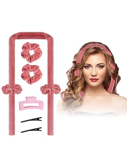 Mcgohais Heatless-Hair-Curler, Upgraded Segmented Design No Heat Silk Curls Headband for More Comfortable Sleep Overnight, Silk Curling Ribbon for Hair with Rubber Bands 