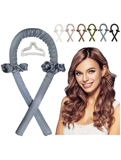 cobinaan Women Heatless Curlers For Long Hair, Heatless Curling Rod Headband Sleeping Soft Rubber Hair Rollers, Curling Ribbon and Rods for Natural Hair (Leopard)