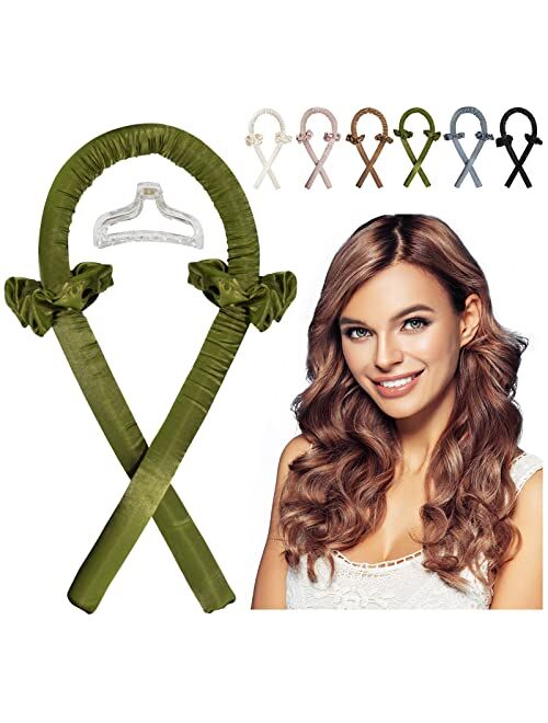 cobinaan Women Heatless Curlers For Long Hair, Heatless Curling Rod Headband Sleeping Soft Rubber Hair Rollers, Curling Ribbon and Rods for Natural Hair (Leopard)