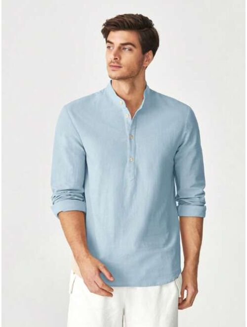 SHEIN Men Half Button Solid Shirt