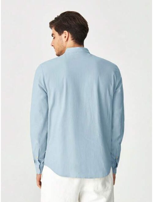 SHEIN Men Half Button Solid Shirt