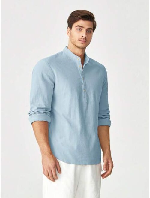 SHEIN Men Half Button Solid Shirt