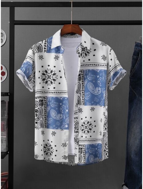 ROMWE Guys Paisley Print Shirt Without Tee