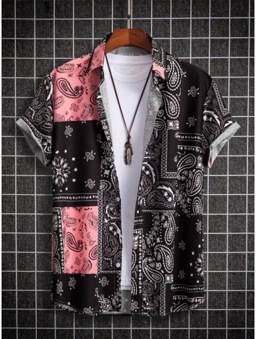 ROMWE Guys Paisley Print Shirt Without Tee