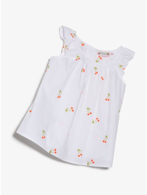 Bonpoint embroidered-cherry sleeveless smock dress