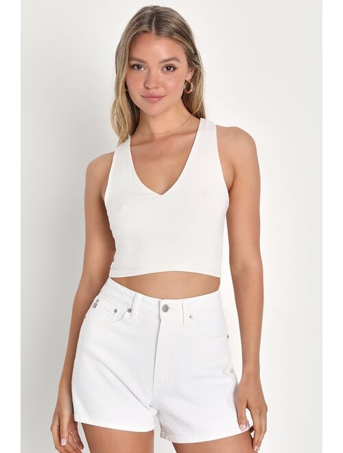 Lulus Throwback Babe White Denim High-Rise Mom Shorts