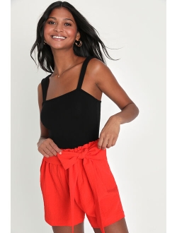 Desired Destination Black Crinkled Paper Bag Shorts