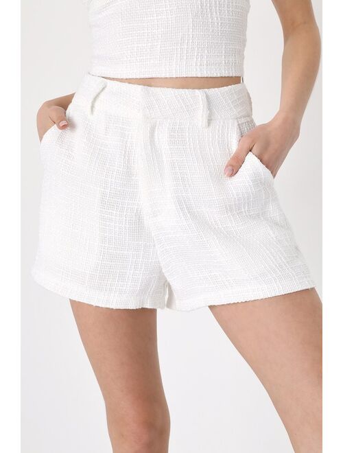 Lulus Sunny Sophistication Ivory Tweed Shorts