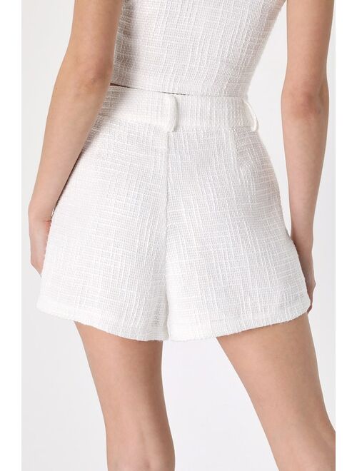 Lulus Sunny Sophistication Ivory Tweed Shorts