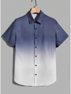 Men Ombre Button Up Shirt