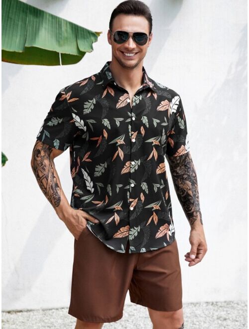 Extended Sizes Men Tropical Print Shirt