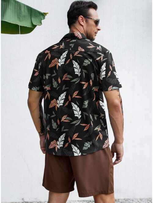 Extended Sizes Men Tropical Print Shirt