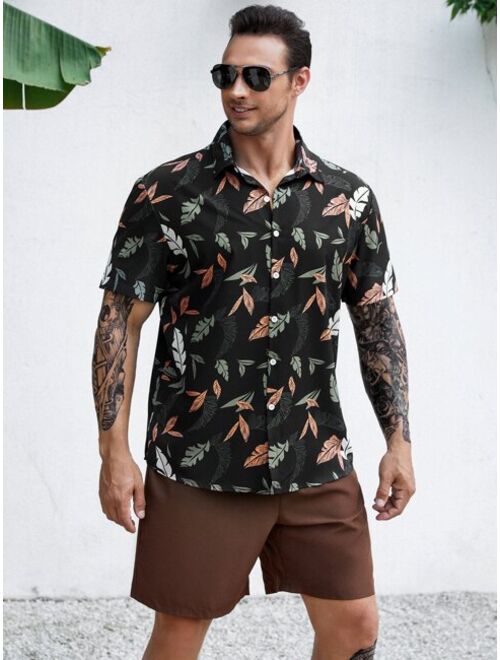 Extended Sizes Men Tropical Print Shirt