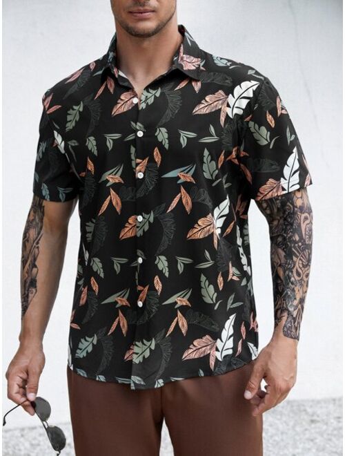 Extended Sizes Men Tropical Print Shirt