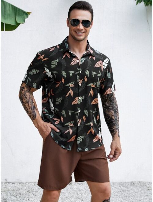 Extended Sizes Men Tropical Print Shirt