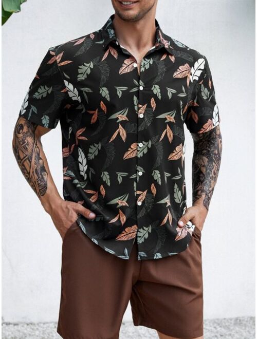 Extended Sizes Men Tropical Print Shirt