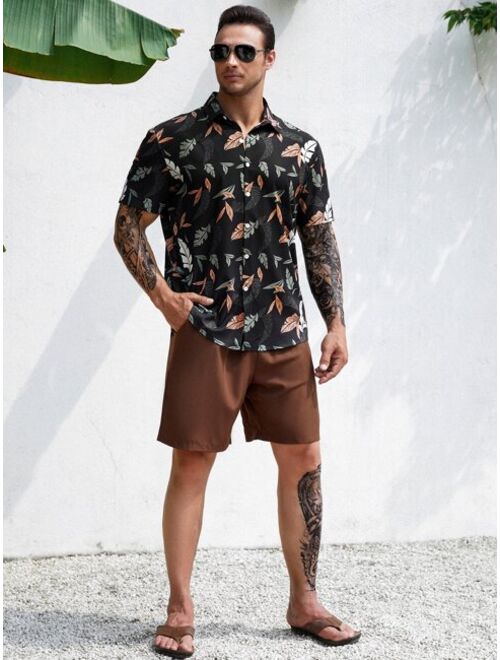 Extended Sizes Men Tropical Print Shirt