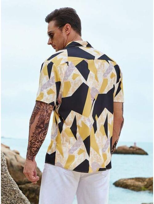 Extended Sizes Men Geo Print Shirt