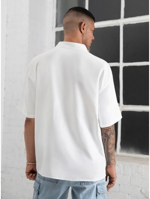 Men Flap Pocket Drop Shoulder Shirt