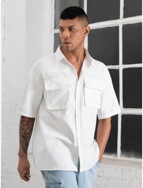 Men Flap Pocket Drop Shoulder Shirt