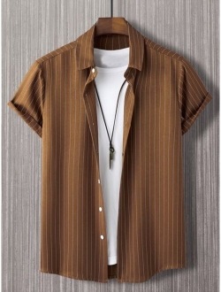 Men Striped Button Front Shirt Without Tee