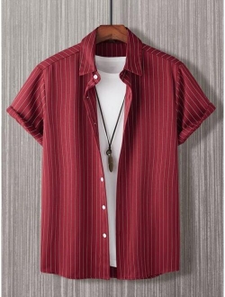 Men Striped Button Front Shirt Without Tee