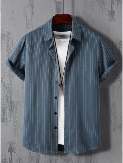 Men Striped Button Front Shirt Without Tee