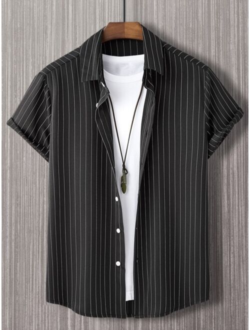 Men Striped Button Front Shirt Without Tee