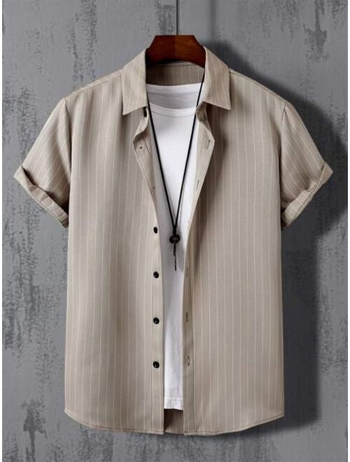 Men Striped Button Front Shirt Without Tee