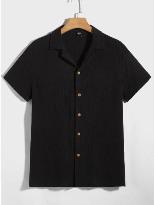 SHEIN Men Solid Textured Button Front Shirt